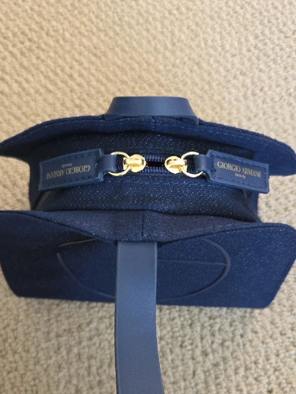 Giorgio Armani Beauty Navy Denim Cosmetic Bag, GA Logo Pouch
